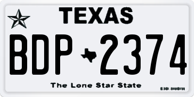 TX license plate BDP2374