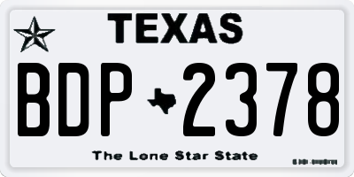 TX license plate BDP2378