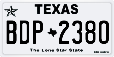 TX license plate BDP2380