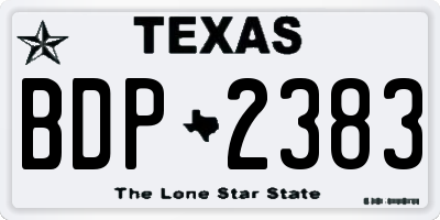 TX license plate BDP2383