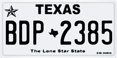 TX license plate BDP2385
