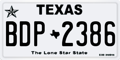 TX license plate BDP2386