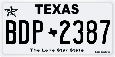 TX license plate BDP2387