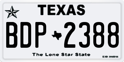 TX license plate BDP2388