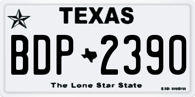 TX license plate BDP2390