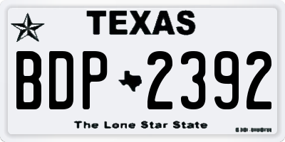 TX license plate BDP2392