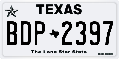 TX license plate BDP2397