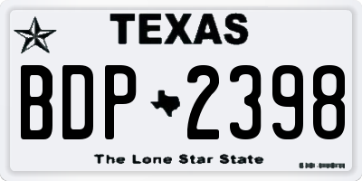 TX license plate BDP2398