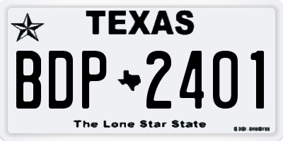 TX license plate BDP2401