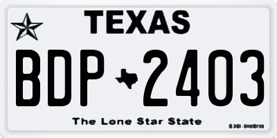 TX license plate BDP2403
