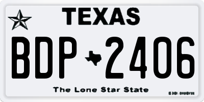 TX license plate BDP2406