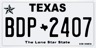 TX license plate BDP2407