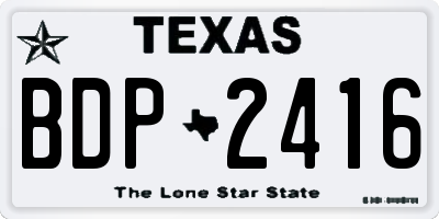 TX license plate BDP2416