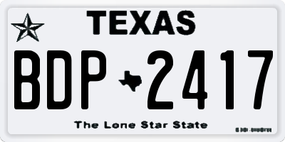TX license plate BDP2417