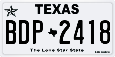 TX license plate BDP2418