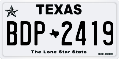 TX license plate BDP2419