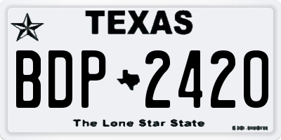 TX license plate BDP2420