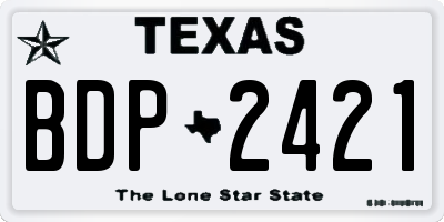 TX license plate BDP2421