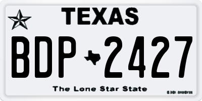TX license plate BDP2427