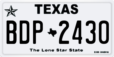 TX license plate BDP2430