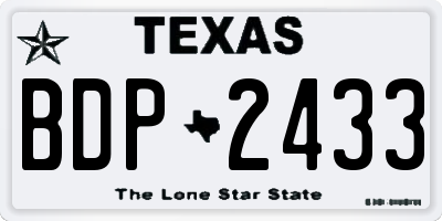 TX license plate BDP2433