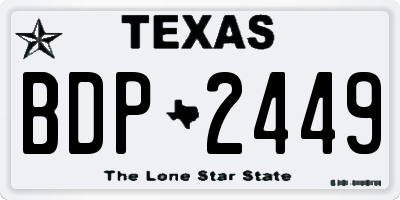 TX license plate BDP2449