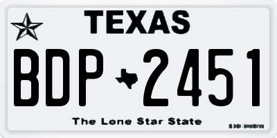 TX license plate BDP2451