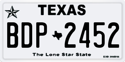 TX license plate BDP2452