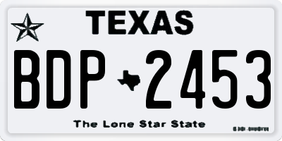 TX license plate BDP2453