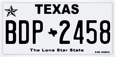TX license plate BDP2458