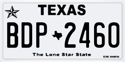 TX license plate BDP2460