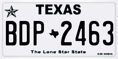 TX license plate BDP2463