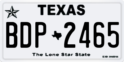 TX license plate BDP2465