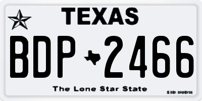 TX license plate BDP2466
