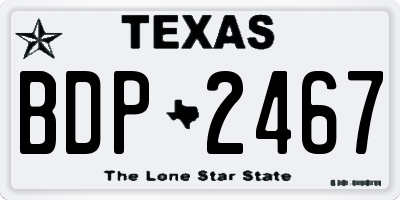 TX license plate BDP2467
