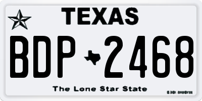 TX license plate BDP2468