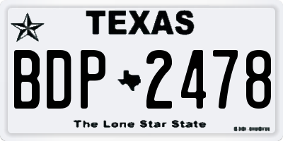 TX license plate BDP2478