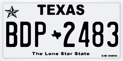 TX license plate BDP2483