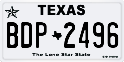 TX license plate BDP2496