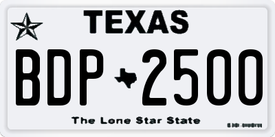 TX license plate BDP2500