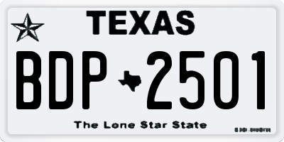 TX license plate BDP2501