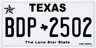TX license plate BDP2502