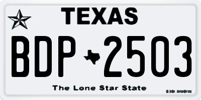 TX license plate BDP2503