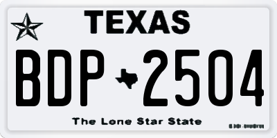 TX license plate BDP2504