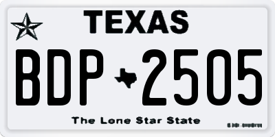 TX license plate BDP2505