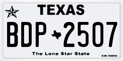 TX license plate BDP2507