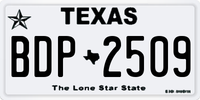 TX license plate BDP2509