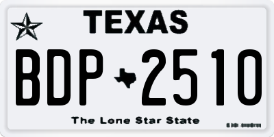 TX license plate BDP2510