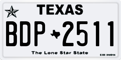 TX license plate BDP2511