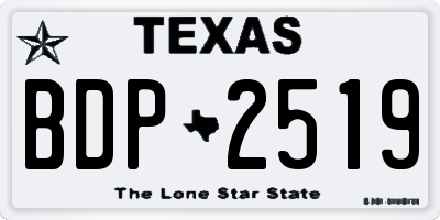 TX license plate BDP2519
